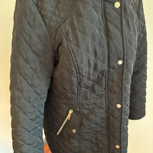 Laundry by Shelli Segal Black Quilted Hooded Women's Coat XL - Picture 4 of 10